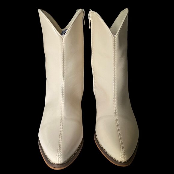 Ankle Bootie Women's Size 35 US 4. 5 Polyurethane Cream Zipper Pointed Toe - Picture 8 of 16
